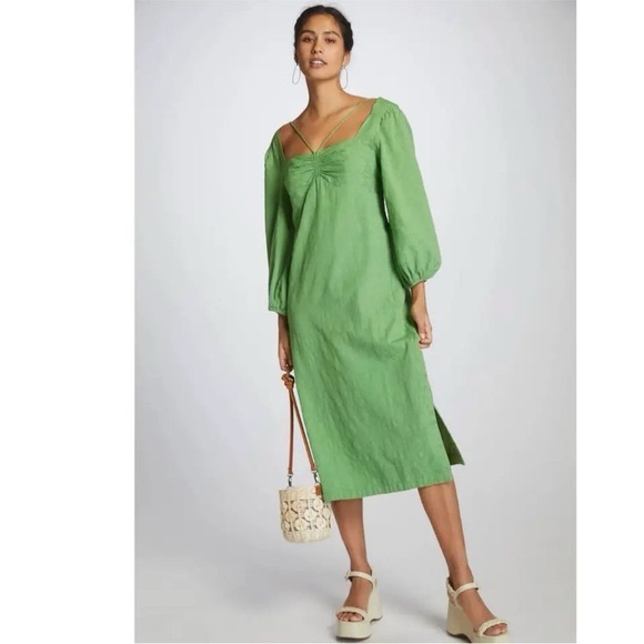 Anthropologie Dresses & Skirts - Maeve by Anthropologie Green floral Textured Dress